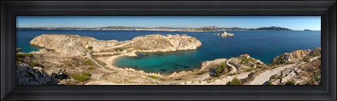 Framed Town of Marseille in the background, Mediterranean Sea, Provence-Alpes-Cote D&#39;Azur, France Print