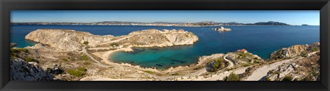 Framed Town of Marseille in the background, Mediterranean Sea, Provence-Alpes-Cote D&#39;Azur, France Print