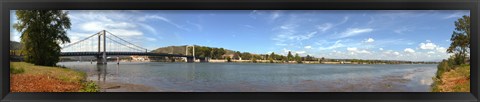 Framed Bridge across a river, Tain-l&#39;Hermitage, Rhone River, Rhone-Alpes, France Print