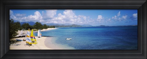 Framed High angle view of the beach, Kailua Beach, Oahu, Hawaii, USA Print
