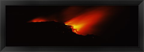 Framed Lava into ocean, Kilauea, Hawaii, USA Print