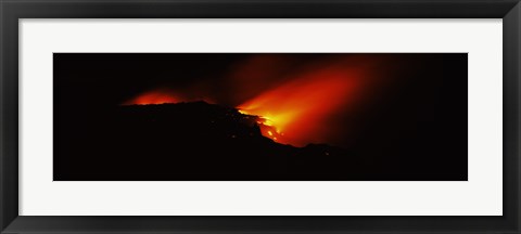 Framed Lava into ocean, Kilauea, Hawaii, USA Print