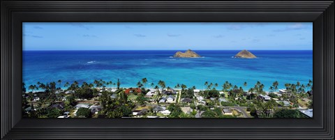 Framed High angle view of a town at waterfront, Lanikai, Oahu, Hawaii, USA Print
