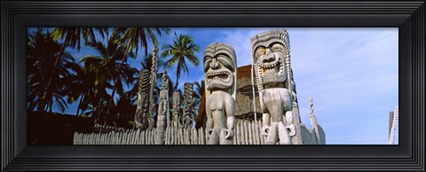 Framed Totem poles, Puuhonua O Honaunau National Historical Park, Hawaii, USA Print