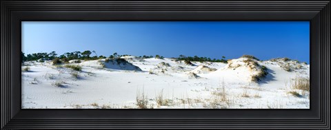 Framed Sand dunes in a desert, St. George Island State Park, Florida Panhandle, Florida, USA Print