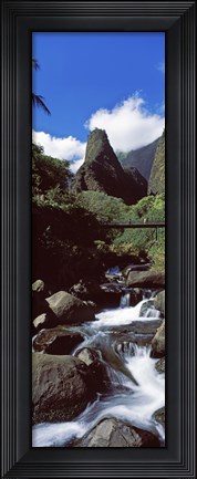 Framed Stream flowing through a valley, Iao Needle, Iao Valley, Wailuku, Maui, Hawaii, USA Print