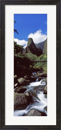 Framed Stream flowing through a valley, Iao Needle, Iao Valley, Wailuku, Maui, Hawaii, USA Print