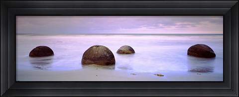Framed Moeraki Boulders on the beach, Oamaru, Otago Region, South Island, New Zealand Print