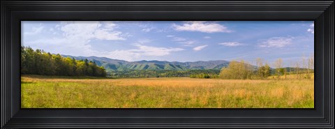 Framed Field with a mountain range in the background, Cades Cove, Great Smoky Mountains National Park, Blount County, Tennessee, USA Print