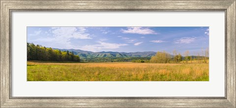 Framed Field with a mountain range in the background, Cades Cove, Great Smoky Mountains National Park, Blount County, Tennessee, USA Print