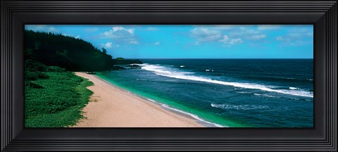 Framed Surf on the beach, Gris Gris Beach, Mauritius Island, Mauritius Print