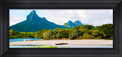 Framed Rempart and Mamelles peaks, Tamarin Bay, Mauritius island, Mauritius Print
