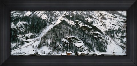 Framed Houses in a village in winter, Tasch, Valais Canton, Switzerland Print