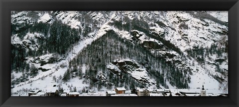 Framed Houses in a village in winter, Tasch, Valais Canton, Switzerland Print