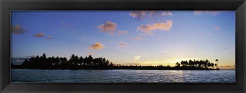 Framed Motus at Sunset, Bora Bora, Society Islands, French Polynesia Print