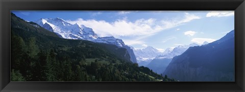 Framed Snow covered mountains, Swiss Alps, Wengen, Bernese Oberland, Berne Canton, Switzerland Print