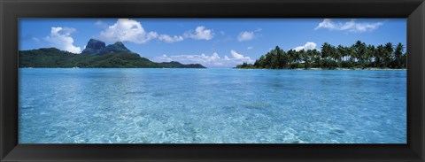 Framed Motu and lagoon, Bora Bora, Society Islands, French Polynesia Print