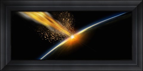 Framed Meteor hitting earth Print