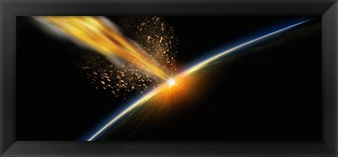 Framed Meteor hitting earth Print