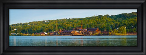Framed Abandoned copper mine at the waterfront, Keweenaw Waterway, Houghton, Upper Peninsula, Michigan, USA Print
