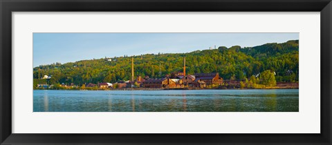 Framed Abandoned copper mine at the waterfront, Keweenaw Waterway, Houghton, Upper Peninsula, Michigan, USA Print