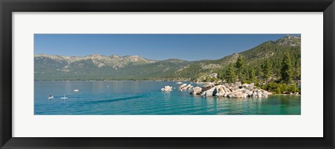 Framed Stand-Up Paddle-Boarders near Sand Harbor at Lake Tahoe, Nevada, USA Print