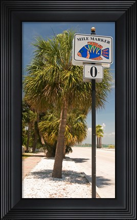 Framed Mile marker zero at Pass-A-Grille, St. Pete Beach, Tampa Bay Area, Tampa Bay, Florida, USA Print