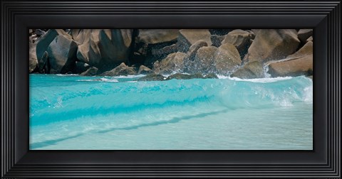 Framed Wave at Petite Anse, La Digue, Seychelles Print
