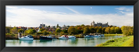 Framed Boats at River Arun, Arundel, West Sussex, England Print