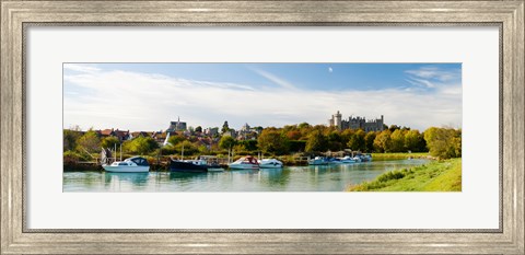 Framed Boats at River Arun, Arundel, West Sussex, England Print