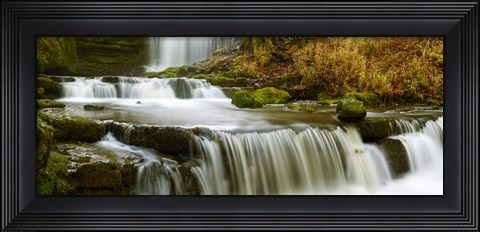 Framed Waterfalls in a forest, Scaleber Force, Yorkshire Dales, North Yorkshire, England Print