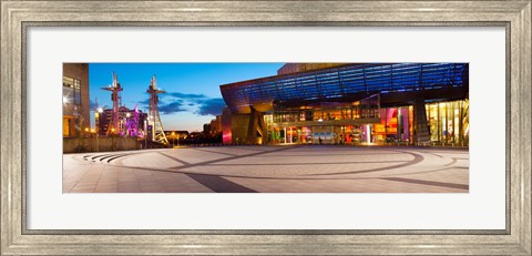 Framed Lowry complex at dusk, Salford Quays, Greater Manchester, England Print