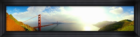 Framed Bridge across the bay, Golden Gate Bridge, Marin Headlands, San Francisco Bay, San Francisco, California, USA Print