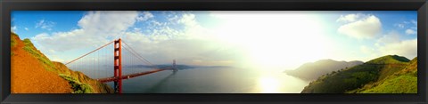 Framed Bridge across the bay, Golden Gate Bridge, Marin Headlands, San Francisco Bay, San Francisco, California, USA Print