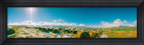 Framed Hay field in snow, Andorra, Principality of Andorra Print