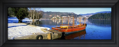 Framed Traditional boat at the Lake Bled, Upper Carniola, Slovenia Print