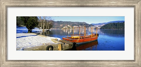 Framed Traditional boat at the Lake Bled, Upper Carniola, Slovenia Print