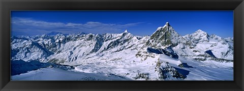 Framed Snow Covered Swiss Alps, Switzerland Print