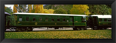 Framed Green Carriage of Kingston Flyer vintage steam train, Kingston, Otago Region, South Island, New Zealand Print