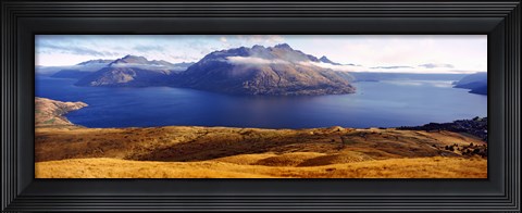 Framed Views of Cecil and Walter Peaks from Deer Park Heights, Lake Wakatipu, South Island, New Zealand Print
