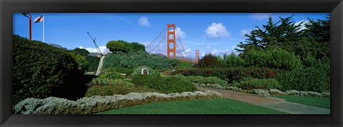 Framed Suspension bridge, Golden Gate Bridge, San Francisco Bay, San Francisco, California, USA Print