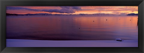 Framed Lake at sunset, Lake Tahoe, California Print