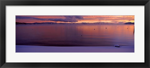 Framed Lake at sunset, Lake Tahoe, California Print