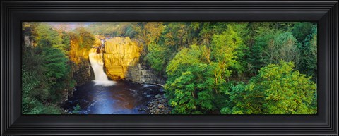 Framed Waterfall in a forest, High Force, River Tees, Teesdale, County Durham, England Print