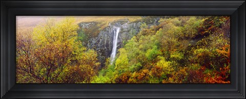 Framed Waterfall in autumn, Eas Mor, Allt Coire Na Banachdich, Glen Brittle, Isle Of Skye, Inner Hebrides, Scotland Print