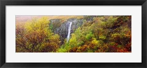 Framed Waterfall in autumn, Eas Mor, Allt Coire Na Banachdich, Glen Brittle, Isle Of Skye, Inner Hebrides, Scotland Print