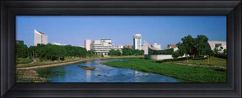 Framed Downtown Wichita viewed from the bank of Arkansas River, Kansas Print