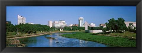 Framed Downtown Wichita viewed from the bank of Arkansas River, Kansas Print