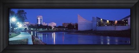 Framed Downtown Wichita at night, Kansa Print