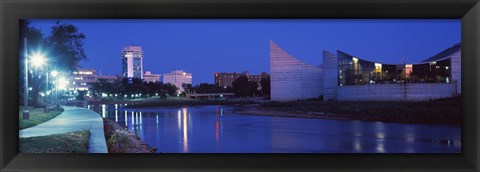 Framed Downtown Wichita at night, Kansa Print